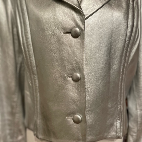 IDENTIFY ~ FUN FUN FUN!! Silver Leather Jacket - Picture 3 of 14